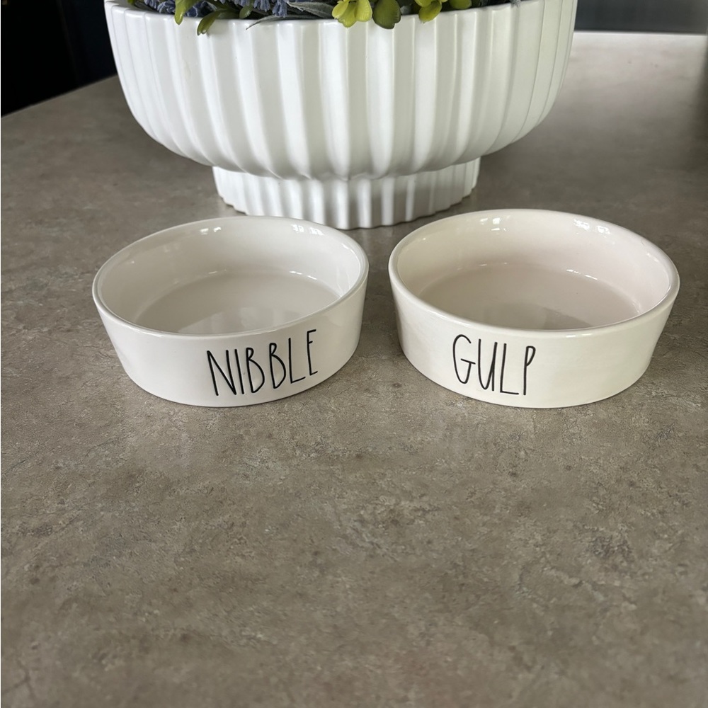 Rae Dunn Cat Dishes GULP NIBBLE